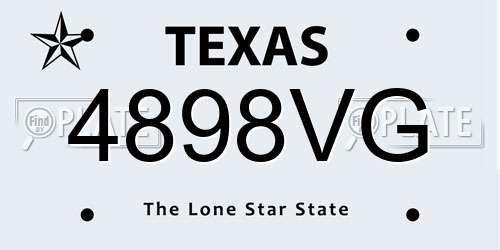 4898VG Texas License Plate