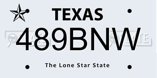 489BNW Texas License Plate