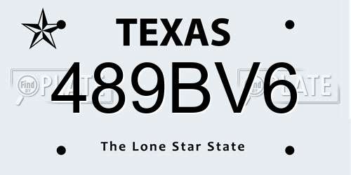 489BV6 Texas License Plate