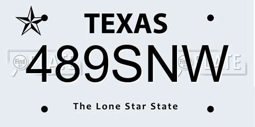 489SNW Texas License Plate