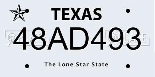48AD493 Texas License Plate