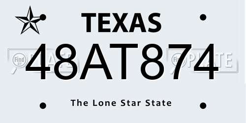 48AT874 Texas License Plate