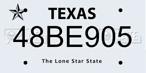 48BE905 Texas License Plate