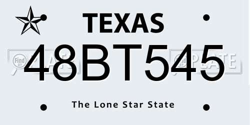 48BT545 Texas License Plate
