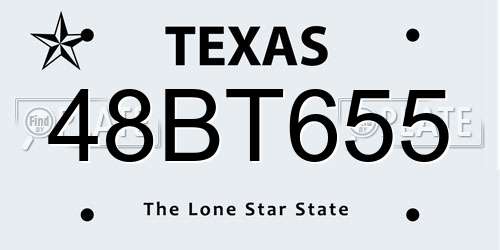 48BT655 Texas License Plate