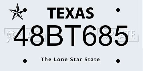 48BT685 Texas License Plate