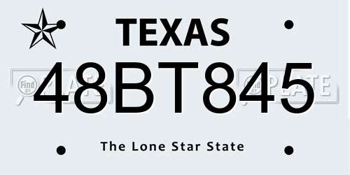 48BT845 Texas License Plate