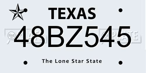 48BZ545 Texas License Plate