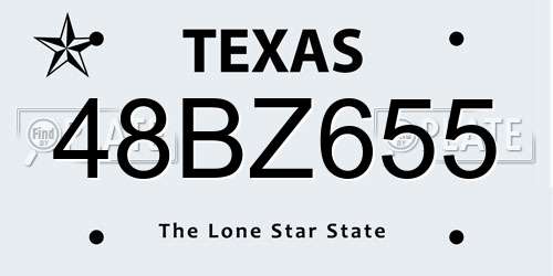 48BZ655 Texas License Plate