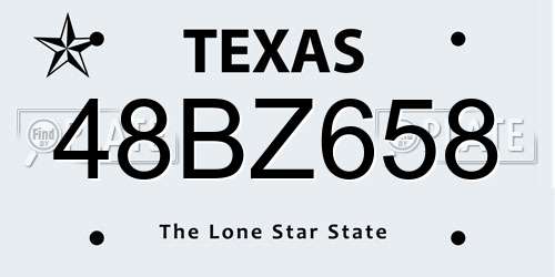 48BZ658 Texas License Plate
