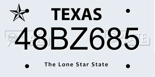 48BZ685 Texas License Plate