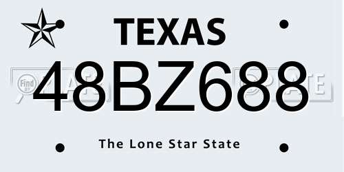 48BZ688 Texas License Plate