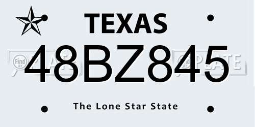 48BZ845 Texas License Plate