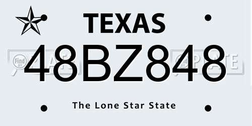 48BZ848 Texas License Plate