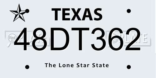 48DT362 Texas License Plate