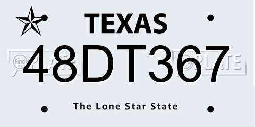 48DT367 Texas License Plate