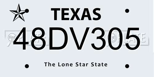 48DV305 Texas License Plate