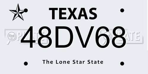 48DV68 Texas License Plate