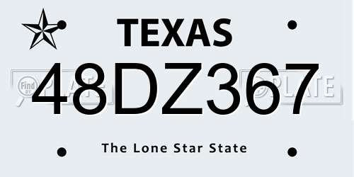 48DZ367 Texas License Plate