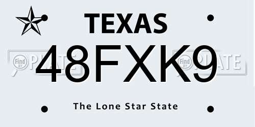 48FXK9 Texas License Plate