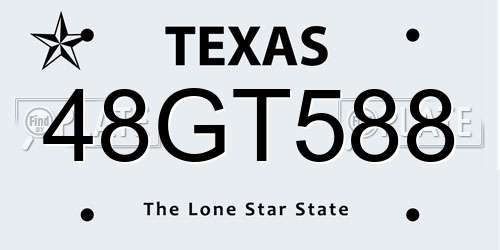 48GT588 Texas License Plate