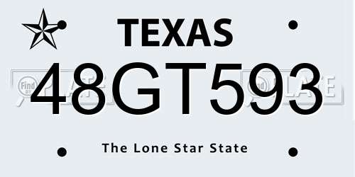 48GT593 Texas License Plate