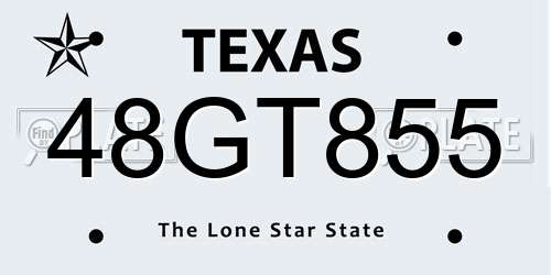 48GT855 Texas License Plate