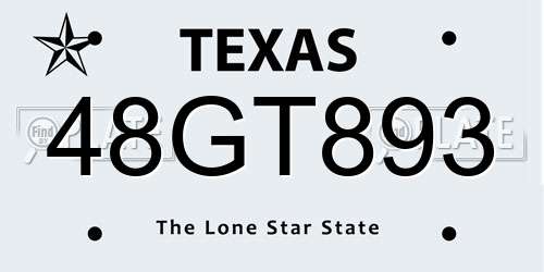 48GT893 Texas License Plate