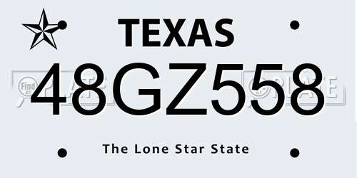 48GZ558 Texas License Plate