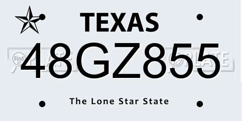 48GZ855 Texas License Plate