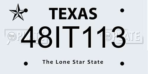48IT113 Texas License Plate