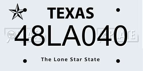 48LA040 Texas License Plate