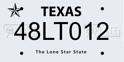 48LT012 Texas License Plate