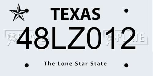 48LZ012 Texas License Plate