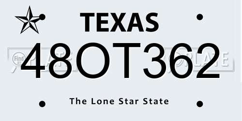 48OT362 Texas License Plate