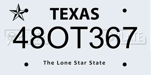 48OT367 Texas License Plate