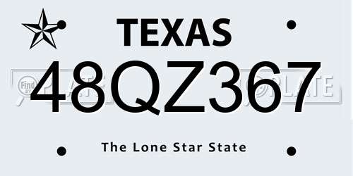 48QZ367 Texas License Plate