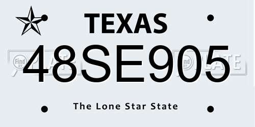 48SE905 Texas License Plate