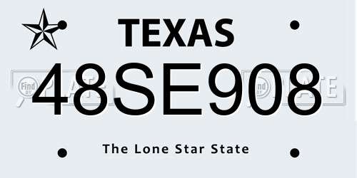 48SE908 Texas License Plate