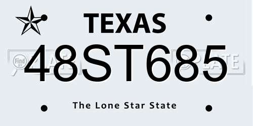 48ST685 Texas License Plate