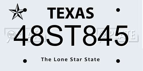 48ST845 Texas License Plate