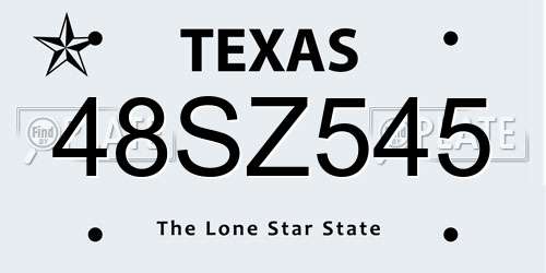 48SZ545 Texas License Plate