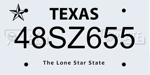 48SZ655 Texas License Plate