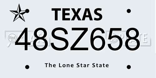 48SZ658 Texas License Plate