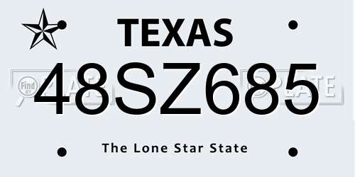 48SZ685 Texas License Plate