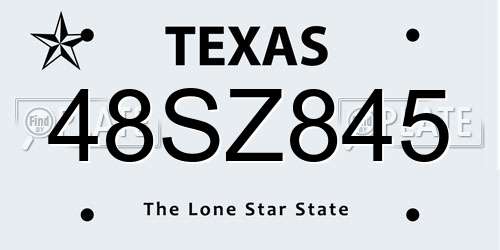 48SZ845 Texas License Plate