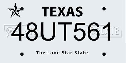 48UT561 Texas License Plate