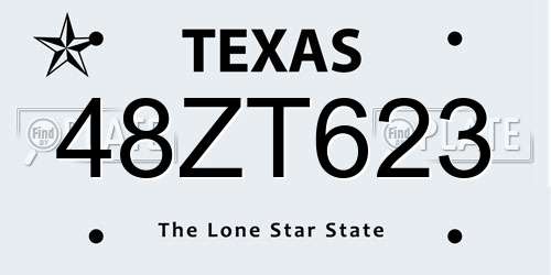 48ZT623 Texas License Plate