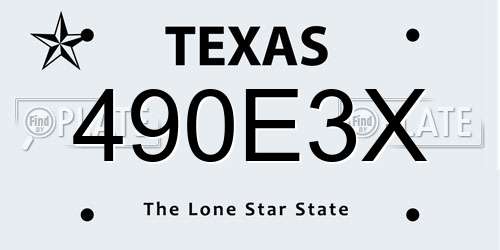 490E3X Texas License Plate