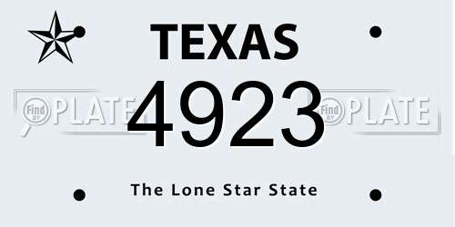 4923 Texas License Plate